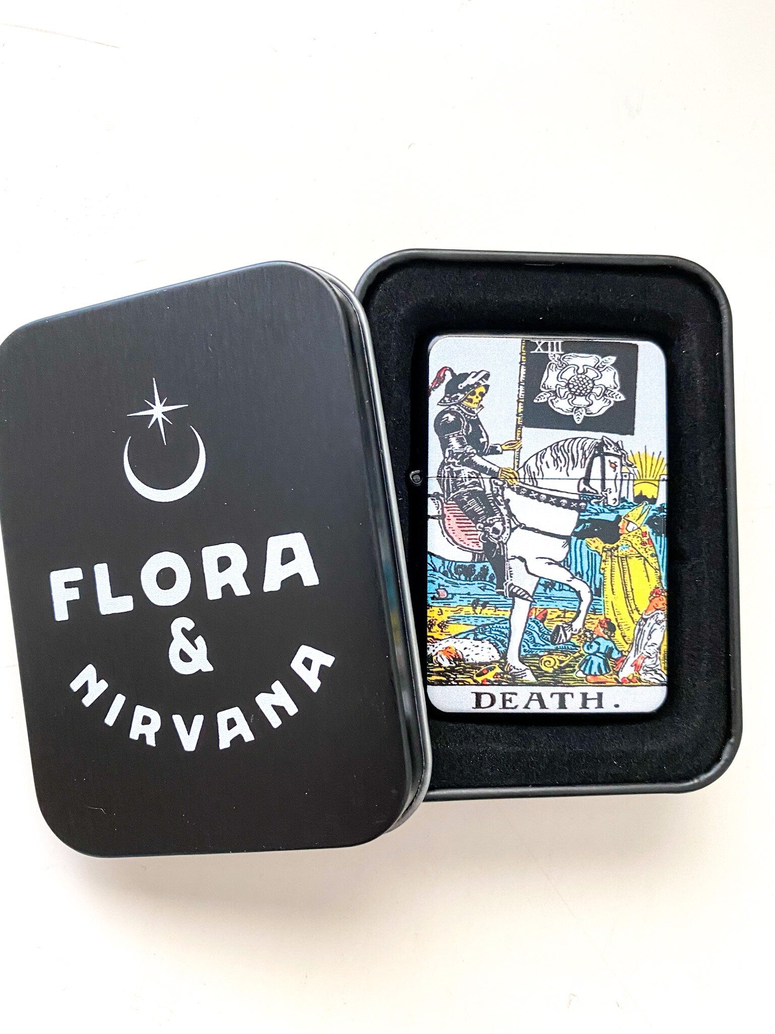 Death Tarot Card Windproof Flip Top Lighter - Flora and Nirvana