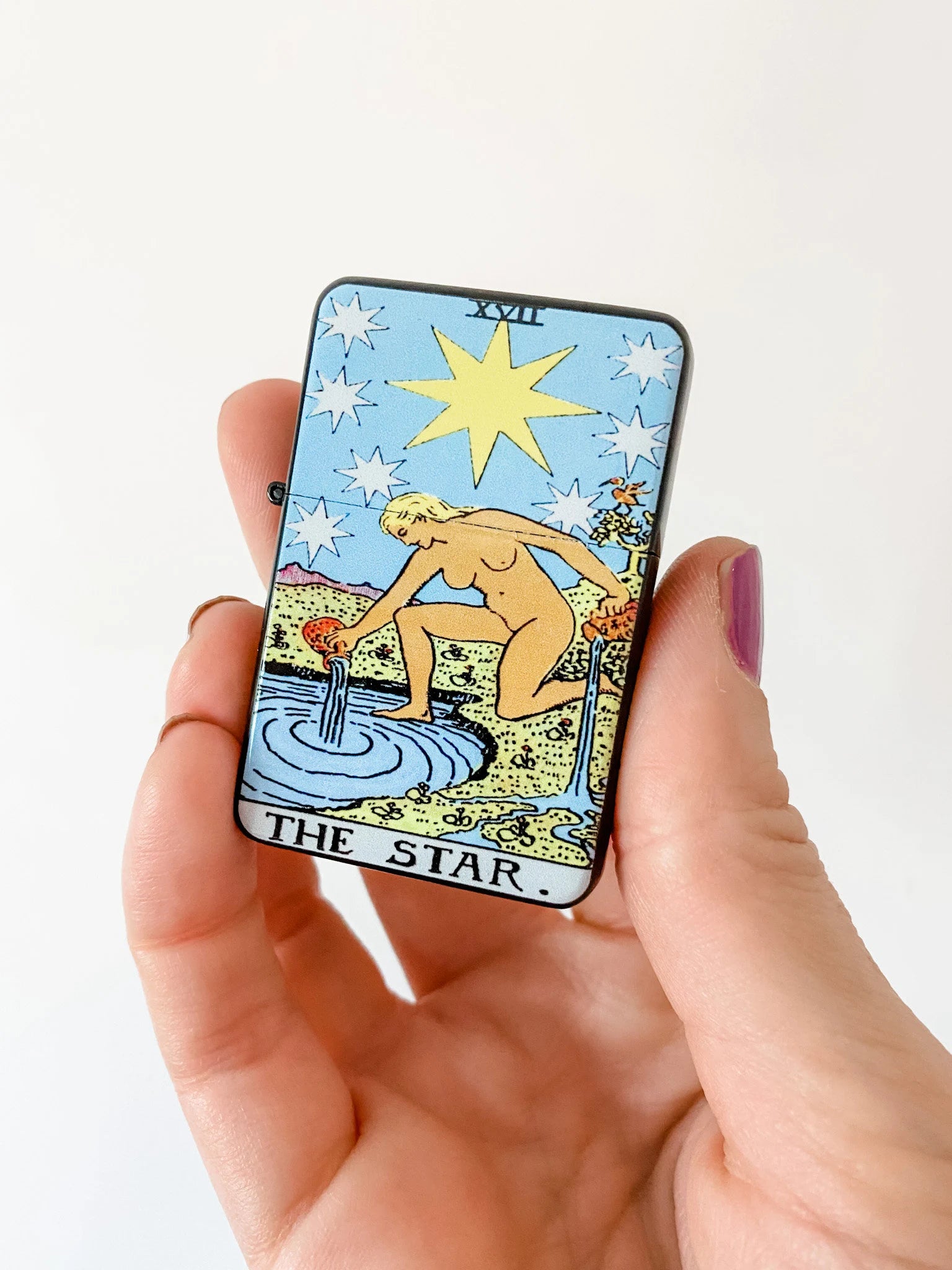 The Star Tarot Card Windproof Flip Top Lighter - Flora and Nirvana