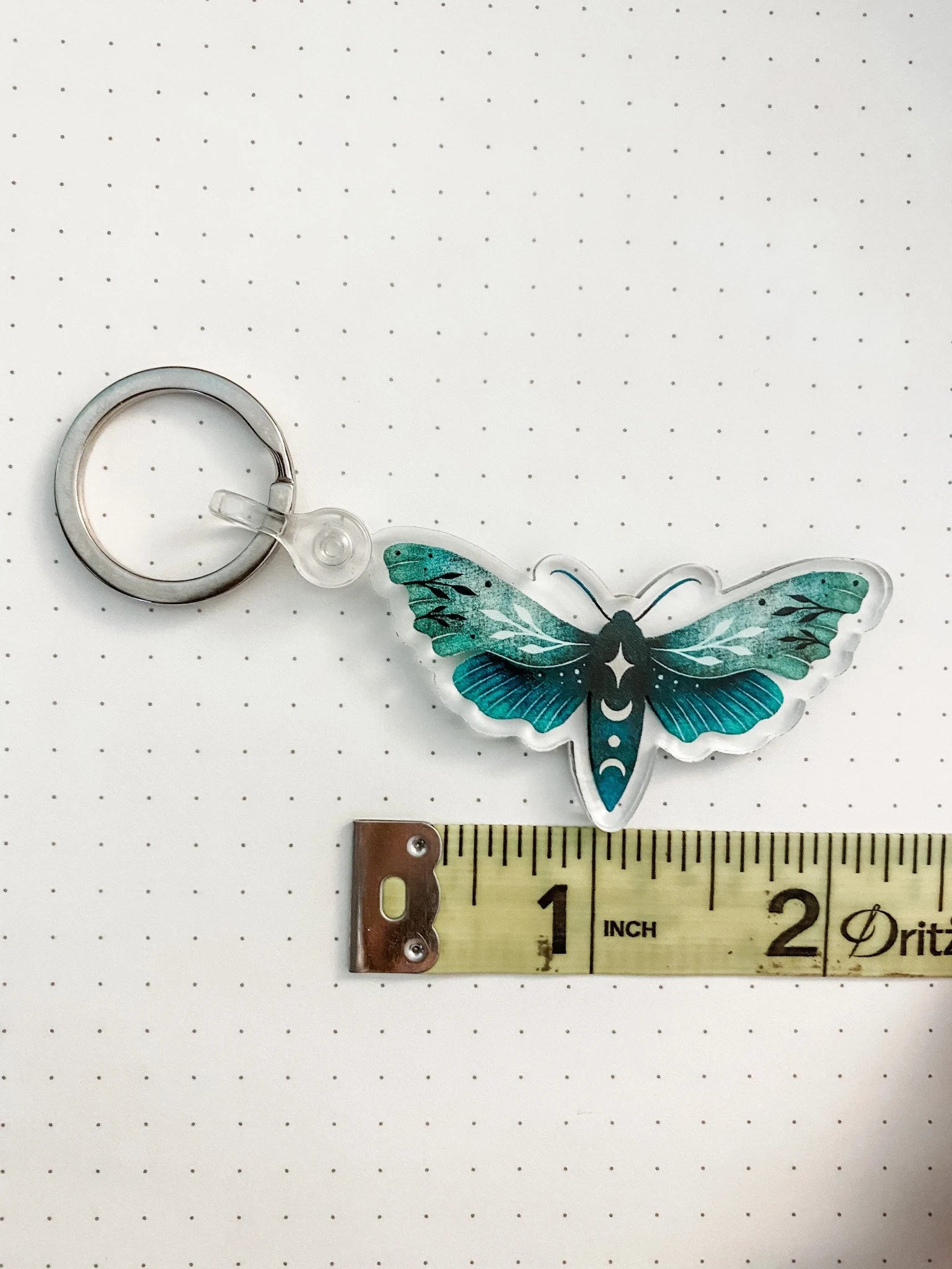 Lime Moth Keychain - Flora and Nirvana